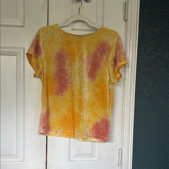 Free People Tie-Dye Short Sleeve Top - Yellow and Red - Picture 1 of 4